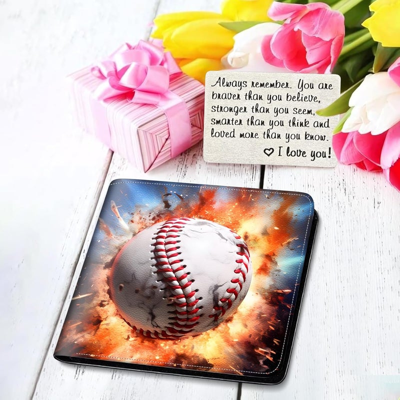 Mindow Boys Wallet for Kids, Teen Boy Baseball Wallets 9-12 8-10 8-12, Cool Novelty Leather Bifold Rfid Blocking Purse Coin Pocket Zipper Id Window for Children Men Male Youth Guys Birthday Christmas Gifts - Image 5